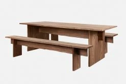 Philippe Malouin Bookmatch Table 220 Cm + Bookmatch Benches (Set) Furniture